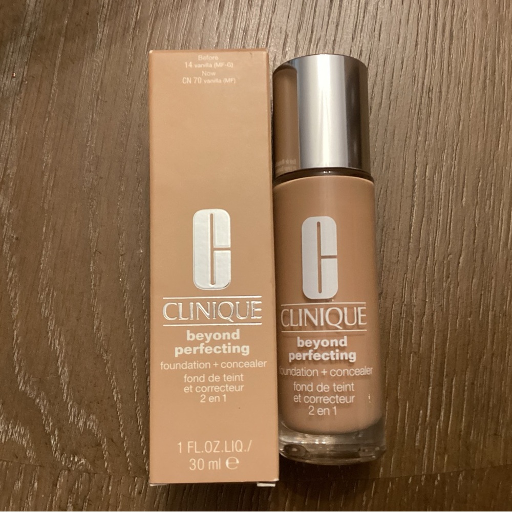 NIB Clinique Beyond Perfecting Foundation + Concealer CN70 Vanilla (MF) 1 oz NEW